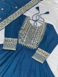 DESIGNER CHINON SILK EMBROIDERY WORK GOWN WITH DUPATTA PARTY WEAR WHOLESALE PRICE ETHNIC GARMENT (4)