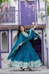 DESIGNER CHINON SILK EMBROIDERY WORK GOWN WITH DUPATTA PARTY WEAR WHOLESALE PRICE ETHNIC GARMENT (4)