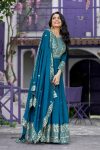 DESIGNER CHINON SILK EMBROIDERY WORK GOWN WITH DUPATTA PARTY WEAR WHOLESALE PRICE ETHNIC GARMENT (4)