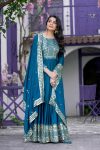 DESIGNER CHINON SILK EMBROIDERY WORK GOWN WITH DUPATTA PARTY WEAR WHOLESALE PRICE ETHNIC GARMENT (4)