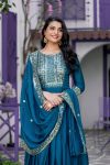 DESIGNER CHINON SILK EMBROIDERY WORK GOWN WITH DUPATTA PARTY WEAR WHOLESALE PRICE ETHNIC GARMENT (4)