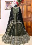 DESIGNER CHINON SILK SEQUENCE AND ZARI EMBROIDERY WORK KEDIYA STYLE TOP LEHENGA WITH DUPATTA PARTY WEAR WHOLESALE PRICE ETHNIC GARMENT (4)