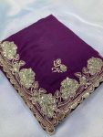 DESIGNER CHINON SILK SEQUENCE EMBROIDERY SAREE WITH UNSTITCHED BLOUSE FESTIVE WEAR WHOLESALE PRICE ETHNIC GARMENT (7)