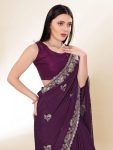 DESIGNER CHINON SILK SEQUENCE EMBROIDERY SAREE WITH UNSTITCHED BLOUSE FESTIVE WEAR WHOLESALE PRICE ETHNIC GARMENT (7)