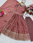 DESIGNER CHINON SILK SEQUENCE EMBROIDERY WITH FANCY LACE WORK GOWN BOTTOM WITH DUPATTA AND WAIST BELT FESTIVE WEAR WHOLESALE PRICE ETHNIC GARMENT (4)