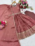 DESIGNER CHINON SILK SEQUENCE EMBROIDERY WITH FANCY LACE WORK GOWN BOTTOM WITH DUPATTA AND WAIST BELT FESTIVE WEAR WHOLESALE PRICE ETHNIC GARMENT (4)