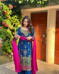 DESIGNER CHINON ZARI SEQUENCE EMBROIDERY WORK TOP PALAZZO WITH DUPATTA PARTY WEAR WHOLESALE PRICE ETHNIC GARMENT (12)