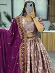 DESIGNER DHRMAVARAM SILK WEAVING WORK WITH CONTRAST BROAD WEAVING BORDER WORK LEHENGA CHOLI WITH DUPATTA FESTIVE WEAR WHOLESALE PRICE ETHNIC GARMENT (3)