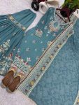 DESIGNER FAUX GEORGETTE 5 MM EMBROIDERY SEQUENCE WORK TOP SHARARA WITH DUPATTA FESTIVE WEAR WHOLESALE PRICE ETHNIC GARMENT (5)