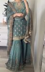 DESIGNER FAUX GEORGETTE 5 MM EMBROIDERY SEQUENCE WORK TOP SHARARA WITH DUPATTA FESTIVE WEAR WHOLESALE PRICE ETHNIC GARMENT (5)