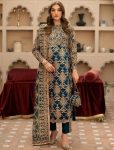 DESIGNER FAUX GEORGETTE EMBROIDERY SEQUENCE WORK AND BEATS WORK TOP BOTTOM WITH DUPATTA WEDDING WEAR WHOLESALE PRICE ETHNIC GARMENT (2)