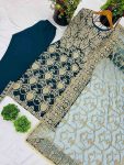 DESIGNER FAUX GEORGETTE EMBROIDERY SEQUENCE WORK AND BEATS WORK TOP BOTTOM WITH DUPATTA WEDDING WEAR WHOLESALE PRICE ETHNIC GARMENT (2)