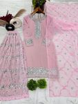 DESIGNER FAUX GEORGETTE EMBROIDERY SEQUENCE WORK TOP PALAZZO WITH DUPATTA FESTIVE WEAR WHOLESALE PRICE ETHNIC GARMENT (3)