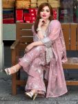 DESIGNER FAUX GEORGETTE EMBROIDERY SEQUENCE WORK TOP PALAZZO WITH DUPATTA FESTIVE WEAR WHOLESALE PRICE ETHNIC GARMENT (3)