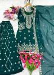 DESIGNER FAUX GEORGETTE EMBROIDERY SEQUENCE WORK TOP PALAZZO WITH DUPATTA FESTIVE WEAR WHOLESALE PRICE ETHNIC GARMENT (7)