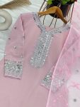 DESIGNER FAUX GEORGETTE EMBROIDERY SEQUENCE WORK TOP PALAZZO WITH DUPATTA FESTIVE WEAR WHOLESALE PRICE ETHNIC GARMENT (3)