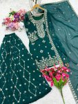 DESIGNER FAUX GEORGETTE EMBROIDERY SEQUENCE WORK TOP PALAZZO WITH DUPATTA FESTIVE WEAR WHOLESALE PRICE ETHNIC GARMENT (7)