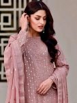 DESIGNER FAUX GEORGETTE EMBROIDERY SEQUENCE WORK TOP SHARARA WITH DUPATTA FESTIVE WEAR WHOLESALE PRICE ETHNIC GARMENT (1)