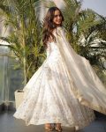 DESIGNER FAUX GEORGETTE EMBROIDERY WORK GOWN BOTTOM WITH DUPATTA FESTIVE WEAR WHOLESALE PRICE ETHNIC GARMENT (3)