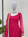 DESIGNER FAUX GEORGETTE THREAD WITH SEQUENCE WORK GOWN BOTTOM WITH DUPATTA FESTIVE WEAR WHOLESALE PRICE ETHNIC GARMENT (2)