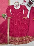 DESIGNER FAUX GEORGETTE THREAD WITH SEQUENCE WORK GOWN BOTTOM WITH DUPATTA FESTIVE WEAR WHOLESALE PRICE ETHNIC GARMENT (2)