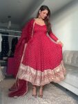 DESIGNER FAUX GEORGETTE THREAD WITH SEQUENCE WORK GOWN BOTTOM WITH DUPATTA FESTIVE WEAR WHOLESALE PRICE ETHNIC GARMENT (2)