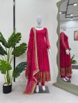 DESIGNER FAUX GEORGETTE THREAD WITH SEQUENCE WORK GOWN BOTTOM WITH DUPATTA FESTIVE WEAR WHOLESALE PRICE ETHNIC GARMENT (2)