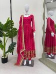 DESIGNER FAUX GEORGETTE THREAD WITH SEQUENCE WORK GOWN BOTTOM WITH DUPATTA FESTIVE WEAR WHOLESALE PRICE ETHNIC GARMENT (2)
