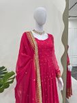DESIGNER FAUX GEORGETTE THREAD WITH SEQUENCE WORK GOWN BOTTOM WITH DUPATTA FESTIVE WEAR WHOLESALE PRICE ETHNIC GARMENT (2)