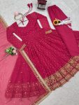 DESIGNER FAUX GEORGETTE THREAD WITH SEQUENCE WORK GOWN BOTTOM WITH DUPATTA FESTIVE WEAR WHOLESALE PRICE ETHNIC GARMENT (2)
