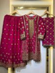 DESIGNER FAUX GEORGETTE THREAD WITH SEQUENCE WORK TOP PALAZZO WITH DUPATTA FESTIVE WEAR WHOLESALE PRICE ETHNIC GARMENT (12)