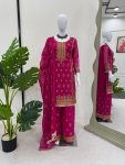 DESIGNER FAUX GEORGETTE THREAD WITH SEQUENCE WORK TOP PALAZZO WITH DUPATTA FESTIVE WEAR WHOLESALE PRICE ETHNIC GARMENT (12)