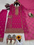 DESIGNER FAUX GEORGETTE THREAD WITH SEQUENCE WORK TOP PALAZZO WITH DUPATTA FESTIVE WEAR WHOLESALE PRICE ETHNIC GARMENT (12)