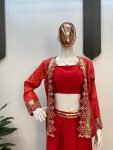 DESIGNER FRENCH CRAPE TUBE BLOUSE DRAPED SKIRT WITH EMBROIDERY AND MOTI WORK KOTI PARTY WEAR WHOLESALE PRICE ETHNIC GARMENT (5)