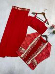 DESIGNER FRENCH CRAPE TUBE BLOUSE DRAPED SKIRT WITH EMBROIDERY AND MOTI WORK KOTI PARTY WEAR WHOLESALE PRICE ETHNIC GARMENT (5)