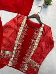 DESIGNER FRENCH CRAPE TUBE BLOUSE DRAPED SKIRT WITH EMBROIDERY AND MOTI WORK KOTI PARTY WEAR WHOLESALE PRICE ETHNIC GARMENT (5)