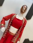 DESIGNER FRENCH CRAPE TUBE BLOUSE DRAPED SKIRT WITH EMBROIDERY AND MOTI WORK KOTI PARTY WEAR WHOLESALE PRICE ETHNIC GARMENT (5)