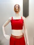 DESIGNER FRENCH CRAPE TUBE BLOUSE DRAPED SKIRT WITH EMBROIDERY AND MOTI WORK KOTI PARTY WEAR WHOLESALE PRICE ETHNIC GARMENT (5)