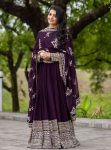 DESIGNER GEORGETTE EMBROIDERY SEQUENCE DESIGN WORK GOWN BOTTOM WITH DUPATTA FESTIVE WEAR WHOLESALE PRICE ETHNIC GARMENT (11)