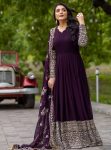 DESIGNER GEORGETTE EMBROIDERY SEQUENCE DESIGN WORK GOWN BOTTOM WITH DUPATTA  PURPLE