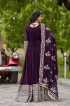 DESIGNER GEORGETTE EMBROIDERY SEQUENCE DESIGN WORK GOWN BOTTOM WITH DUPATTA FESTIVE WEAR WHOLESALE PRICE ETHNIC GARMENT (11)