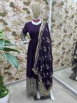 DESIGNER GEORGETTE EMBROIDERY SEQUENCE DESIGN WORK GOWN BOTTOM WITH DUPATTA FESTIVE WEAR WHOLESALE PRICE ETHNIC GARMENT (11)