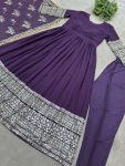 DESIGNER GEORGETTE EMBROIDERY SEQUENCE DESIGN WORK GOWN BOTTOM WITH DUPATTA FESTIVE WEAR WHOLESALE PRICE ETHNIC GARMENT (11)