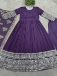 DESIGNER GEORGETTE EMBROIDERY SEQUENCE DESIGN WORK GOWN BOTTOM WITH DUPATTA FESTIVE WEAR WHOLESALE PRICE ETHNIC GARMENT (11)
