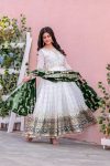 DESIGNER GEORGETTE EMBROIDERY SEQUENCE WITH FANCY LATKAN BORDER LACE WORK GOWN BOTTOM WITH DUPATTA FESTIVE WEAR WHOLESALE PRICE ETHNIC GARMENT (19)