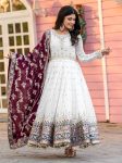 DESIGNER GEORGETTE EMBROIDERY SEQUENCE WITH FANCY LATKAN BORDER LACE WORK GOWN BOTTOM WITH DUPATTA FESTIVE WEAR WHOLESALE PRICE ETHNIC GARMENT (5)