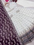 DESIGNER GEORGETTE EMBROIDERY SEQUENCE WITH FANCY LATKAN BORDER LACE WORK GOWN BOTTOM WITH DUPATTA FESTIVE WEAR WHOLESALE PRICE ETHNIC GARMENT (5)