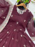 DESIGNER GEORGETTE EMBROIDERY SEQUENCE WORK GOWN BOTTOM WITH DUPATTA PARTY WEAR WHOLESALE PRICE ETHNIC GARMENT (4)