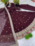 DESIGNER GEORGETTE EMBROIDERY SEQUENCE WORK GOWN BOTTOM WITH DUPATTA PARTY WEAR WHOLESALE PRICE ETHNIC GARMENT (4)