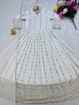 DESIGNER GEORGETTE EMBROIDERY SEQUENCE WORK GOWN BOTTOM WITH DUPATTA PARTY WEAR WHOLESALE PRICE ETHNIC GARMENT (6)